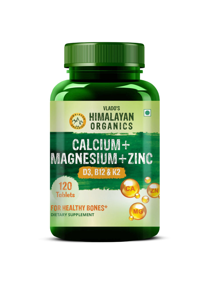 Vlado's Himalayan Organics Calcium Magnesium Zinc Vitamin D3 & B12 Bone & Joint Support Veg Tablets-image-31