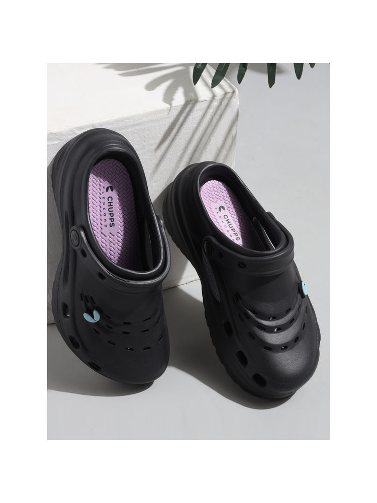 Chupps Women Eden Black Purple Casual Slider Clogs-picture-11