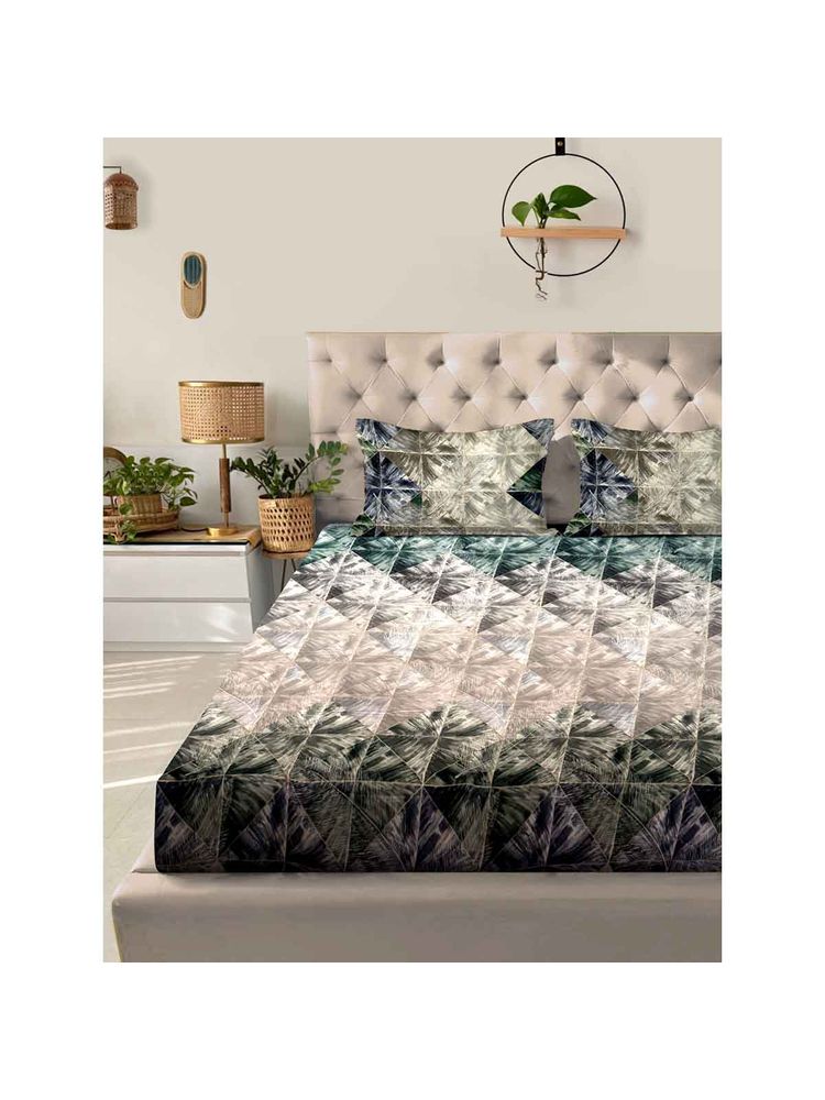 ACKROSS Multi-Color Abstract Aurelia Bedsheet with 2 Pillow Covers (King)-picture-11