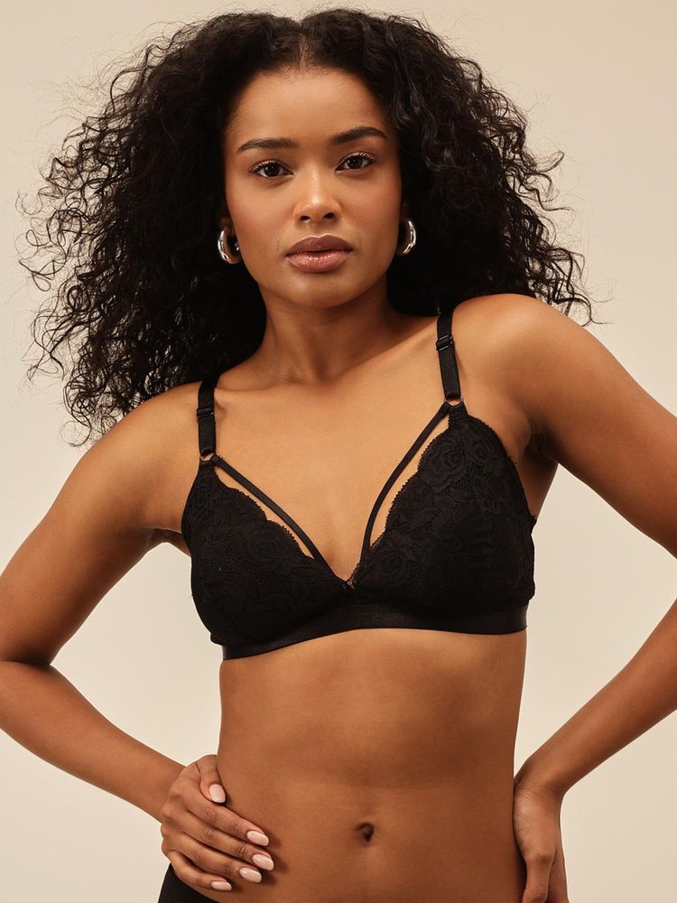 Chelvet Black Non-Padded Non-Wired Lace Bra-picture-24