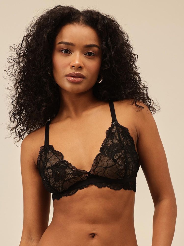 Chelvet Black Non-Padded Non-Wired Lace Bra-picture-13