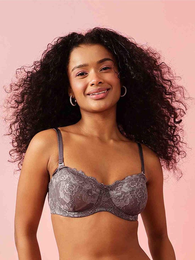 Chelvet Grey Non-Padded Underwired Lace Bralette-picture-11