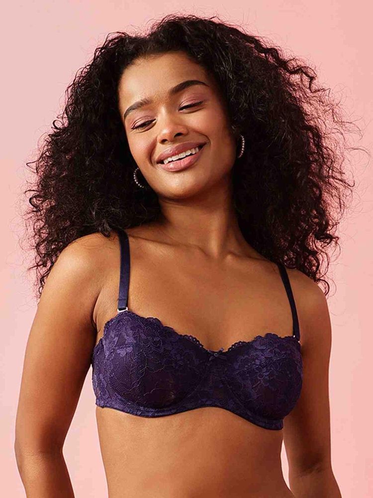 Chelvet Purple Non-Padded Underwired Lace Bralette-picture-16