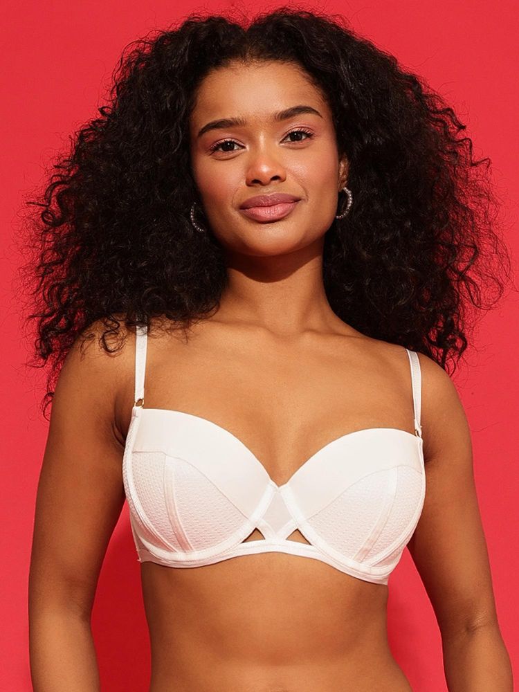 Chelvet White Demi Cup Black Padded Underwired Bra-picture-24