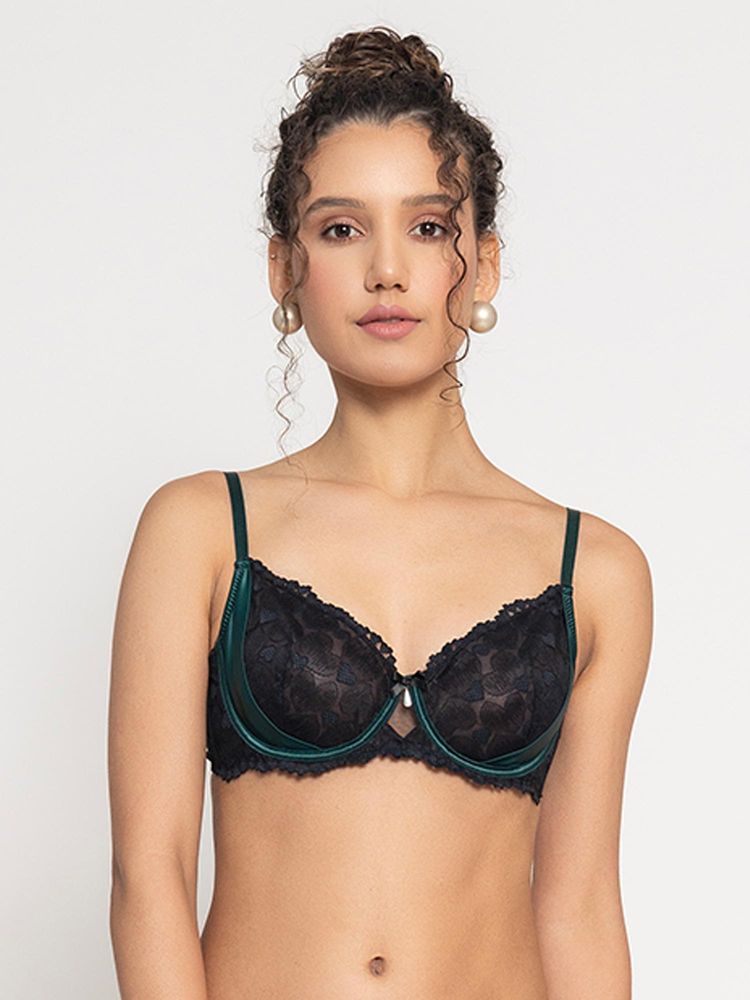 Chelvet Black Non-Padded Underwired Lace Bra-picture-11