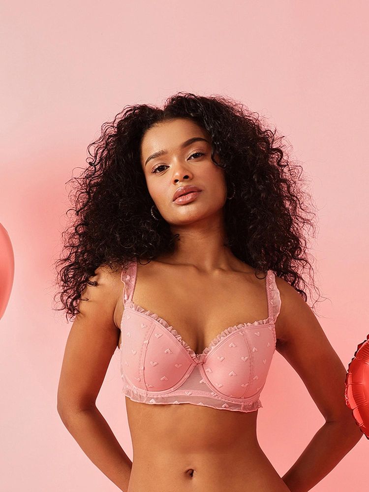 Chelvet Pink Lightly Padded Underwired Demi Coverage Mesh Bra-picture-14