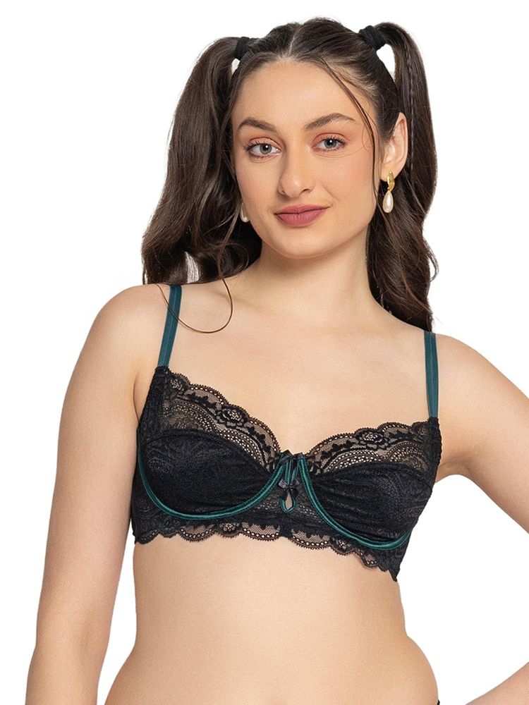 Chelvet Black Underwired Non-Padded Lace Bra-picture-12