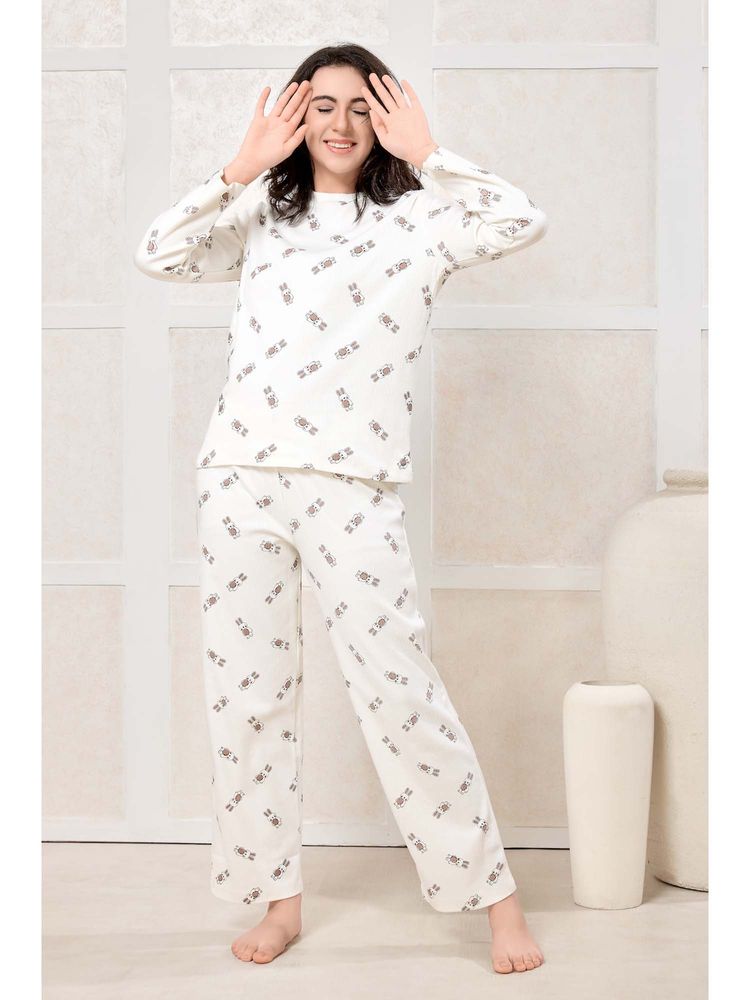 PIU White Printed Relaxed Top and Pyjama-image-5