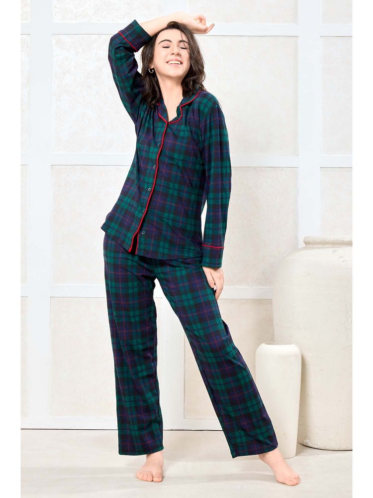 PIU Blue Checks Relaxed Shirt and Pyjama-picture-17