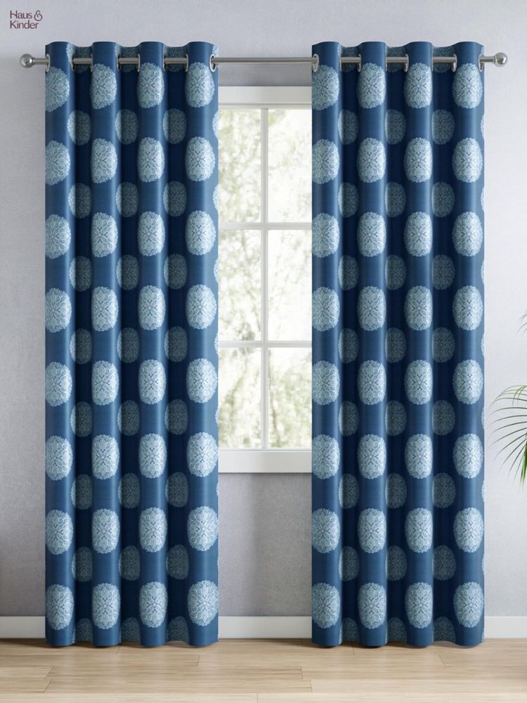 Haus & Kinder 100% Polyester Blackout Digital Printed Door Curtain Blue (4x7 Feet)-image-22
