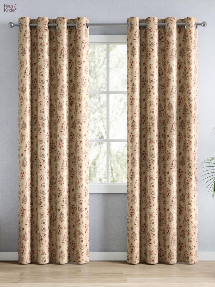 Haus & Kinder 100% Polyester Blackout Digital Printed Door Curtain Cream (4x7 Feet)-image-20