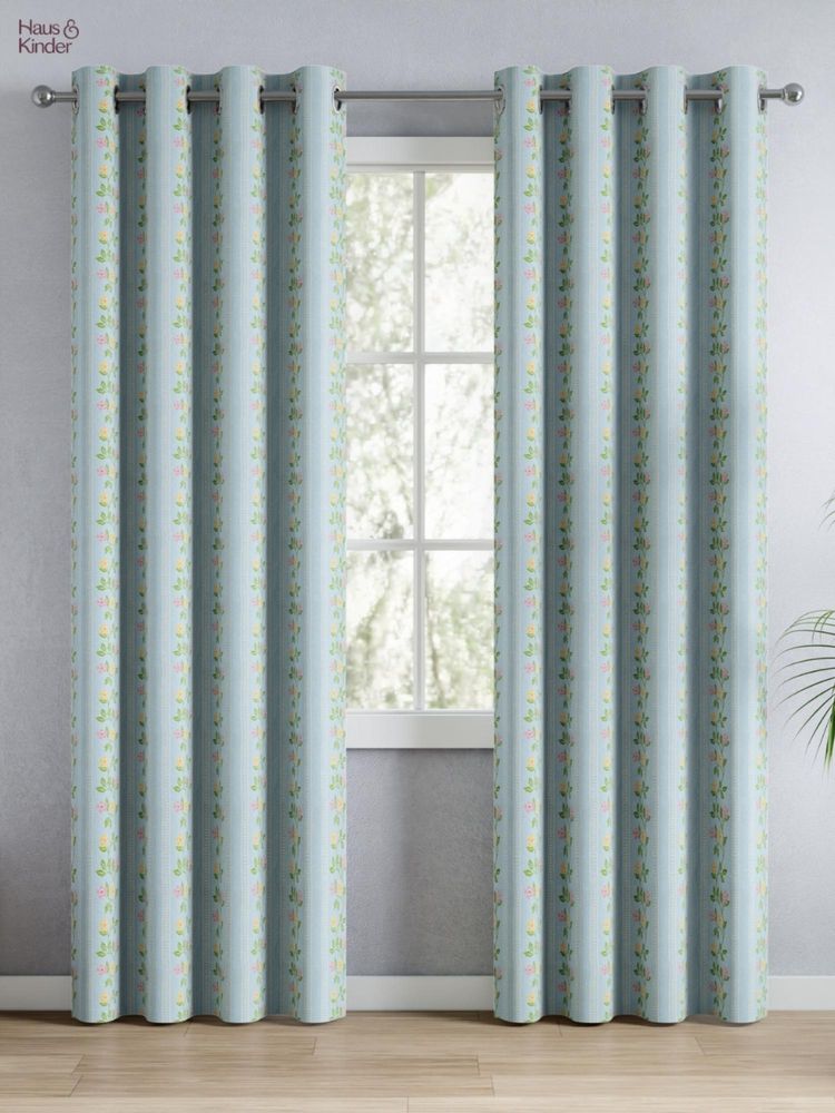 Haus & Kinder 100% Cotton Printed Door Curtain Spring Harmony Blue (4x7 Feet)-image-3