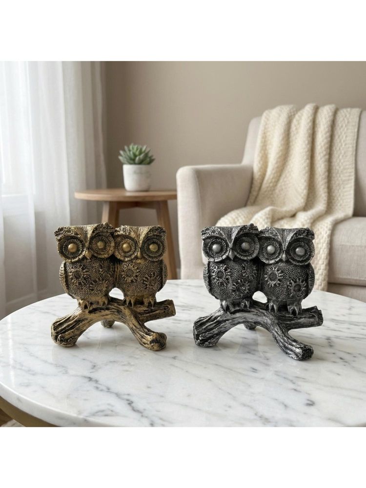 eCraftIndia Owls Sitting on Branch Decorative Statue Showpiece for Home Decor-picture-27