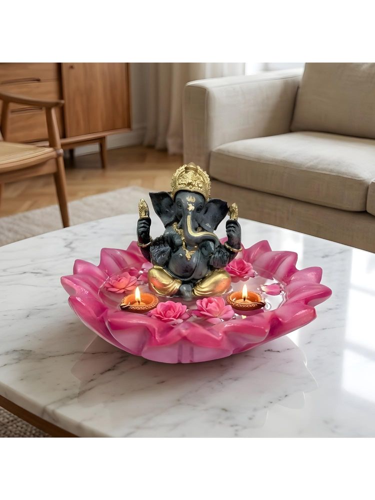 eCraftIndia Lord Ganesha Idol Lotus Urli Bowl Tv Unit Showpiece for Good Luck-image-28