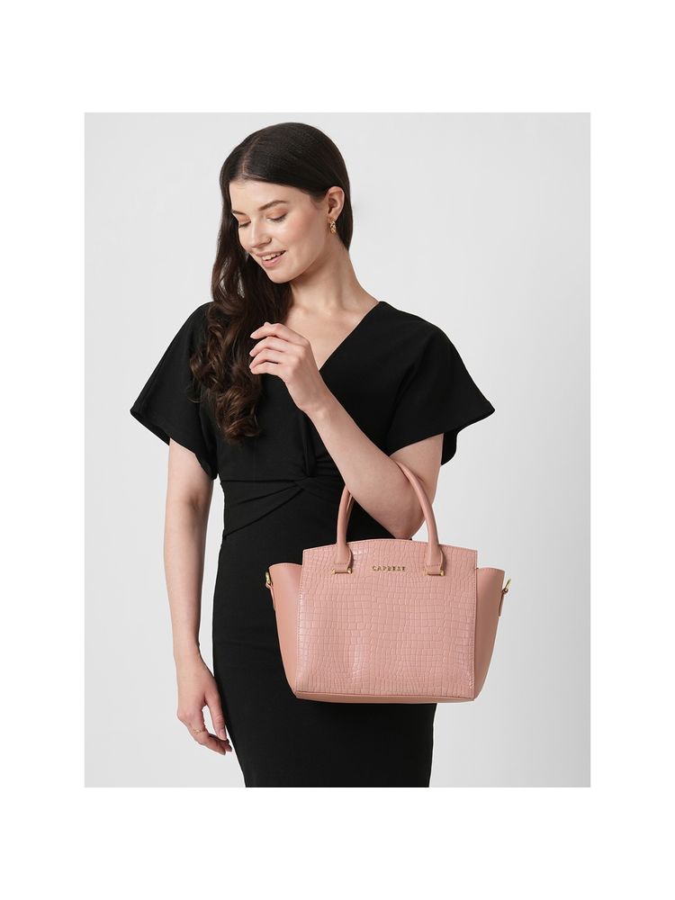Caprese Suzie Powder Pink Satchel Bag (M)-picture-22