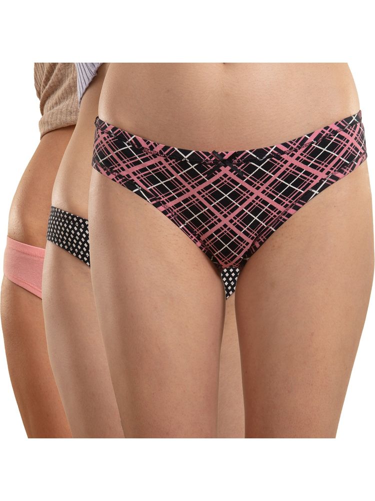 Nykd by Nykaa Bikini Panty With Covered Elastic-nyp112-assortment 4 Multi-Color (Pack of 3)-image-3