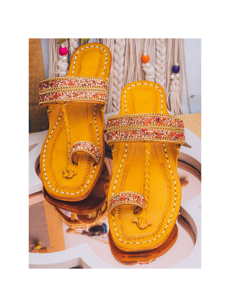 NR BY NIDHI RATHI Women Yellow One Toe Kolhapuris-picture-19