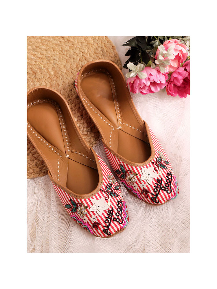 NR BY NIDHI RATHI Embellished Ethnic Pink Juttis-picture-11