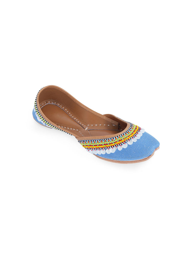 NR BY NIDHI RATHI Women Embroidered Blue Juttis-image-33