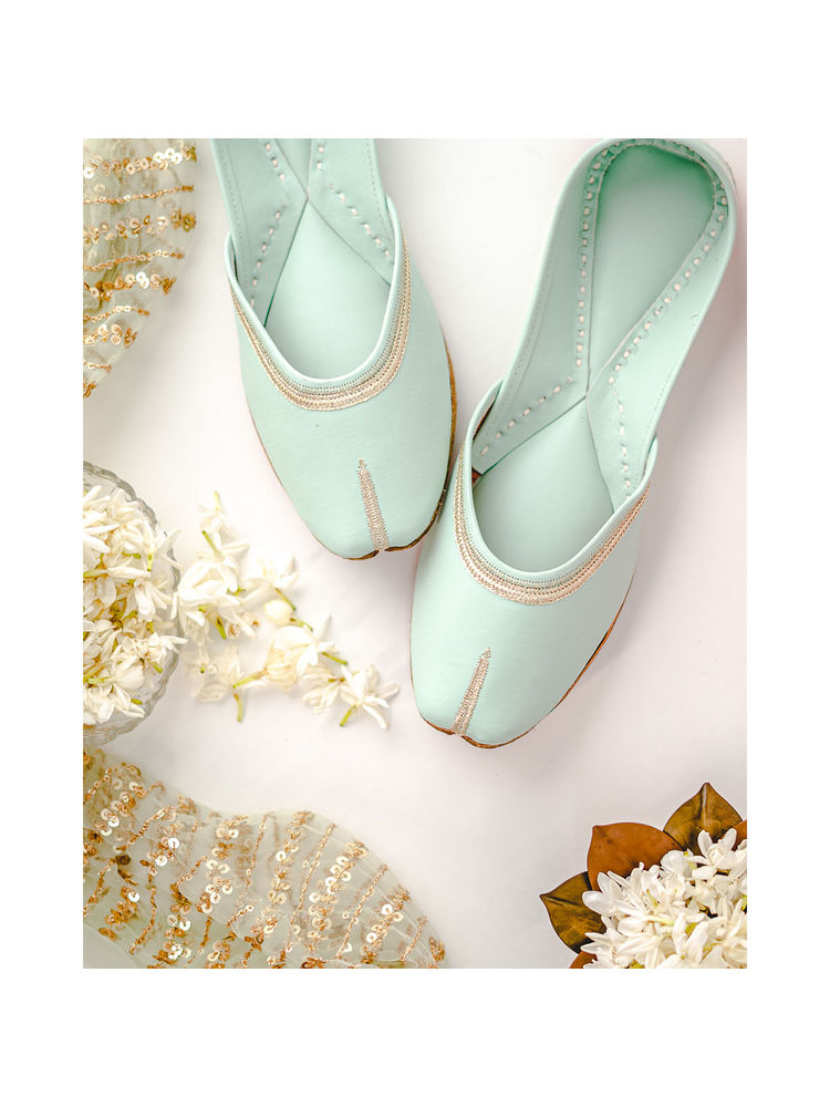 NR BY NIDHI RATHI Embroidered Ethnic Green Juttis-image-49