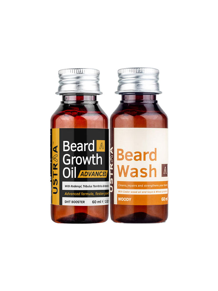 Ustraa Beard Growth Oil Advanced 60ml & Beard Wash Woody