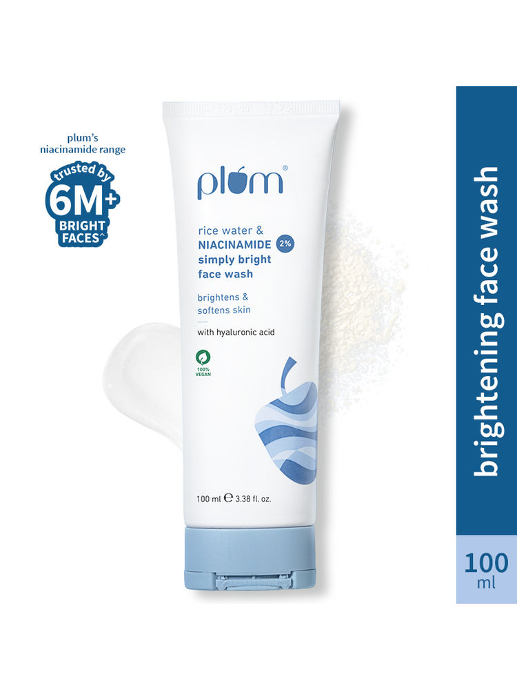 Plum 2% Niacinamide Face Wash With Rice Water For Oily Skin, Brightens & Hydrates