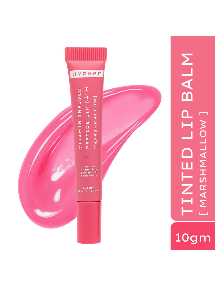 Hyphen Tinted Lip Balm - Marshmallow, 1% Vit E, 2% Squalane & Peptides, Brightens & Moisturizes