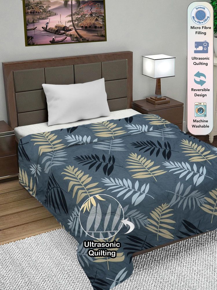 FABINALIV Grey Nature Ultrasonic Quilted Reversible Ac Room Single Bed Comforter (Single)-image-14