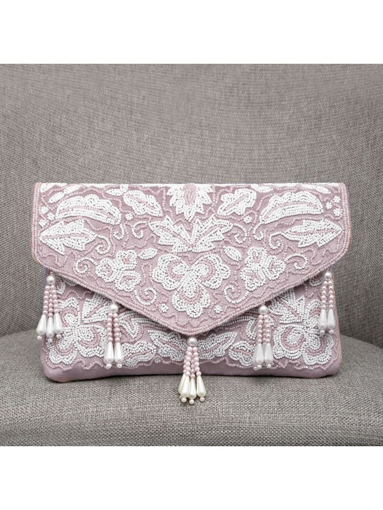 Peora Clutch Purses for Women Wedding Handmade Evening Bridal Clutch - Light Pink-image-39