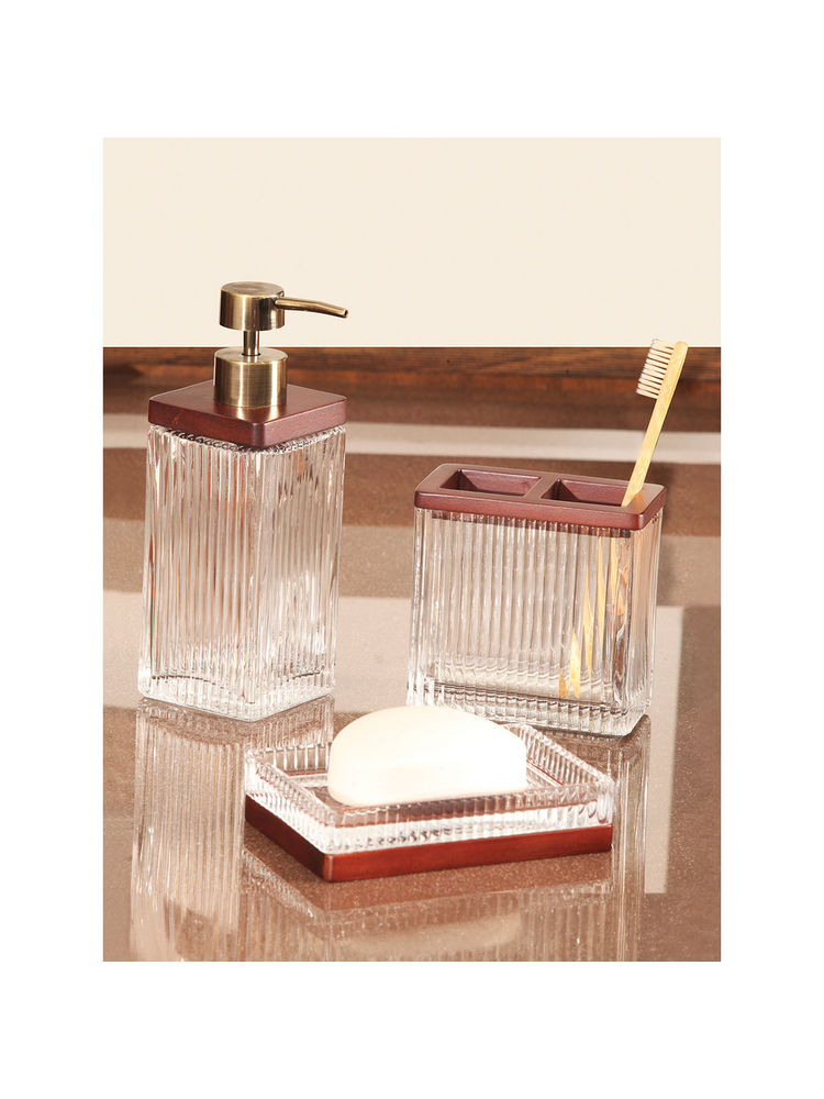 OBSESSIONS Set of 3 Glass Bathroom Set-Brown-image-9