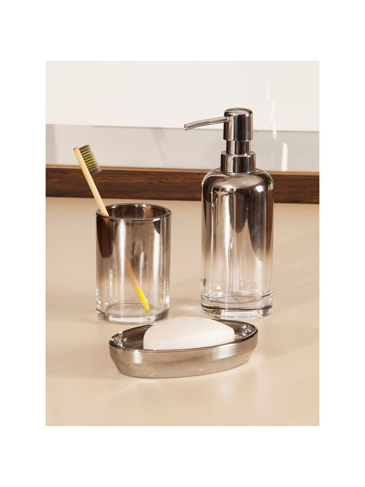 OBSESSIONS Set of 3 Glass Bathroom Set-Silver-image-43