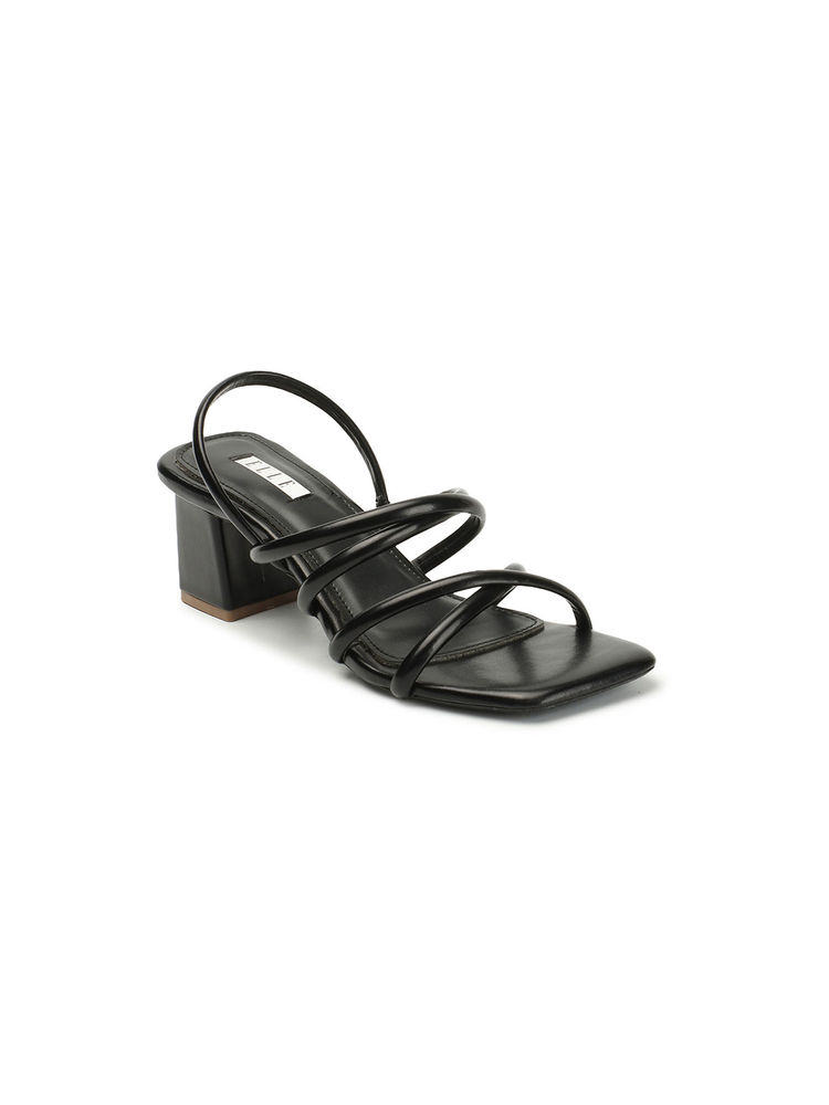 ELLE Womens Fashionable Black Backstrap Party Wear Heels-picture-23