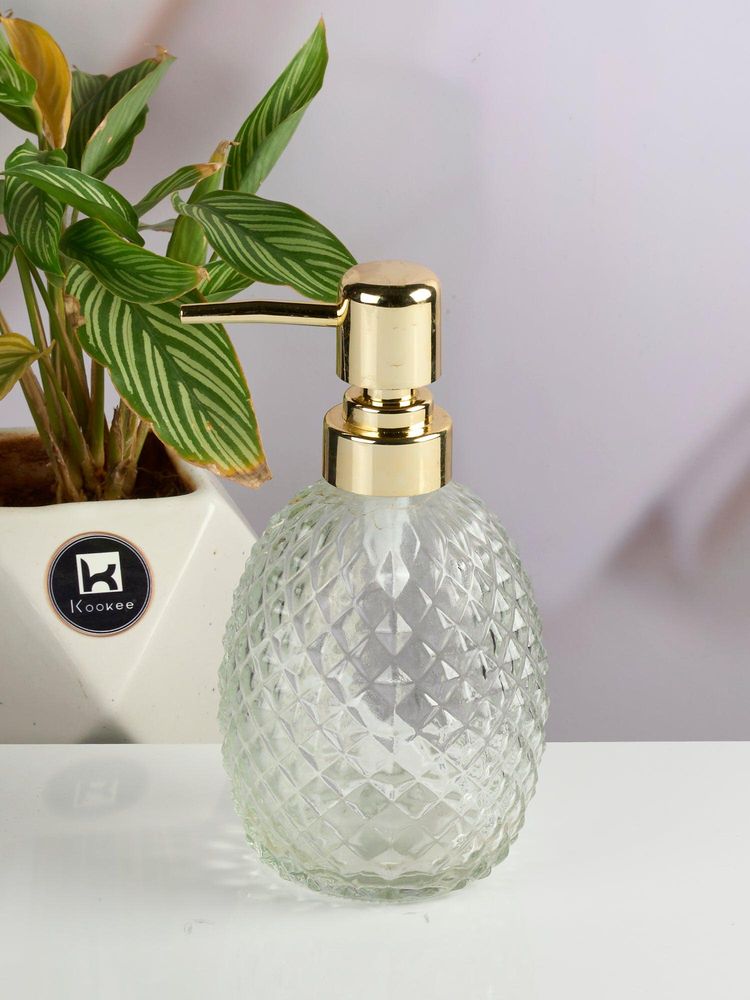 Kookee Transparent Glass Soap Dispenser with Refillable Pump for Bathroom & Kitchen Use-image-19