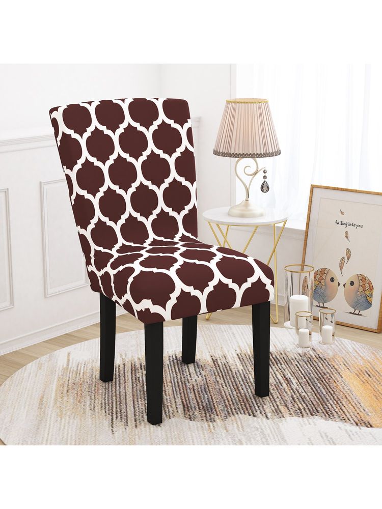 Story@Home Polyester Spandex Maroon Motif Print Chiar Cover-picture-28