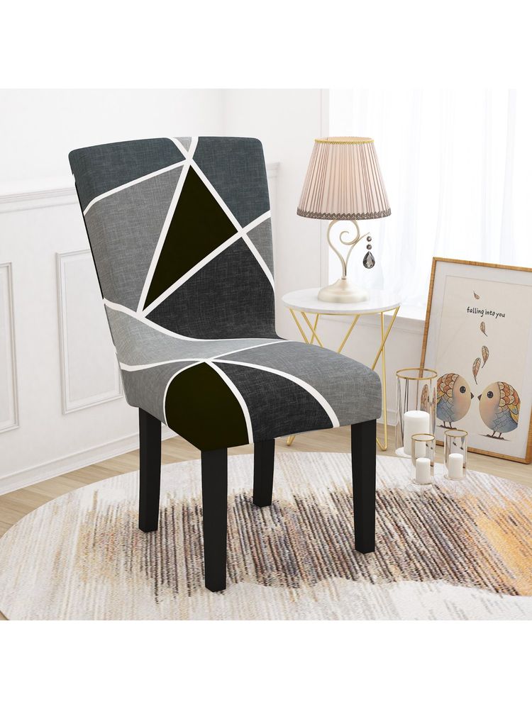 Story@Home Polyester Spandex Abstract pattern Chiar Cover Grey-image-43