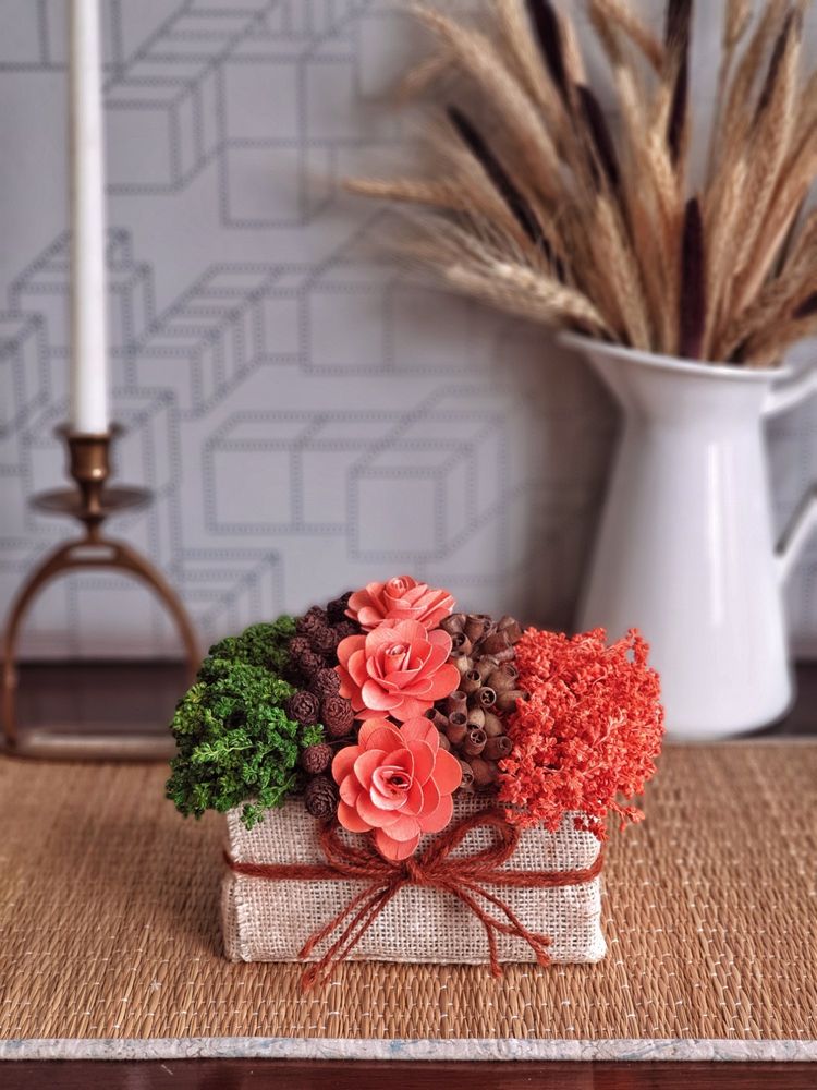 Forestkraft Orange Flower Bouquet - Compact Table Decor Accent-image-1