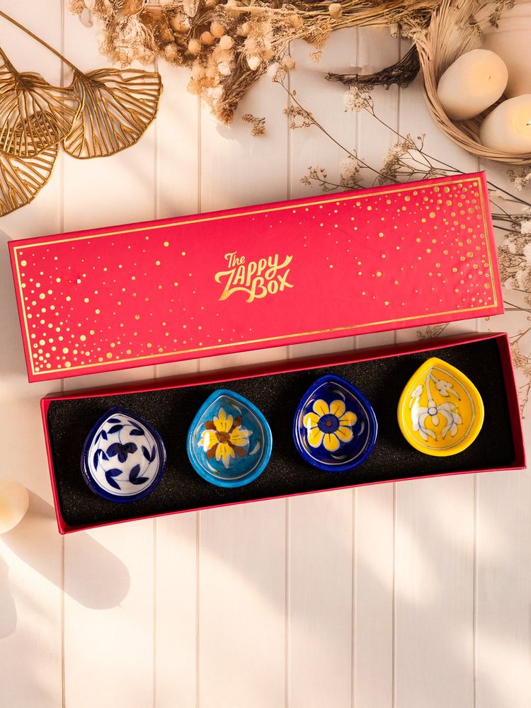 THE ZAPPY BOX Blue Pottery Diya (Pack of 4)-picture-17