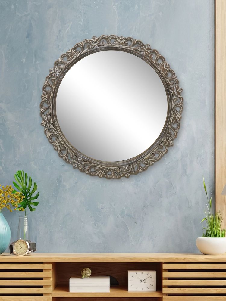 Metalsmith Modern Round Wooden Wall Mirror-picture-27