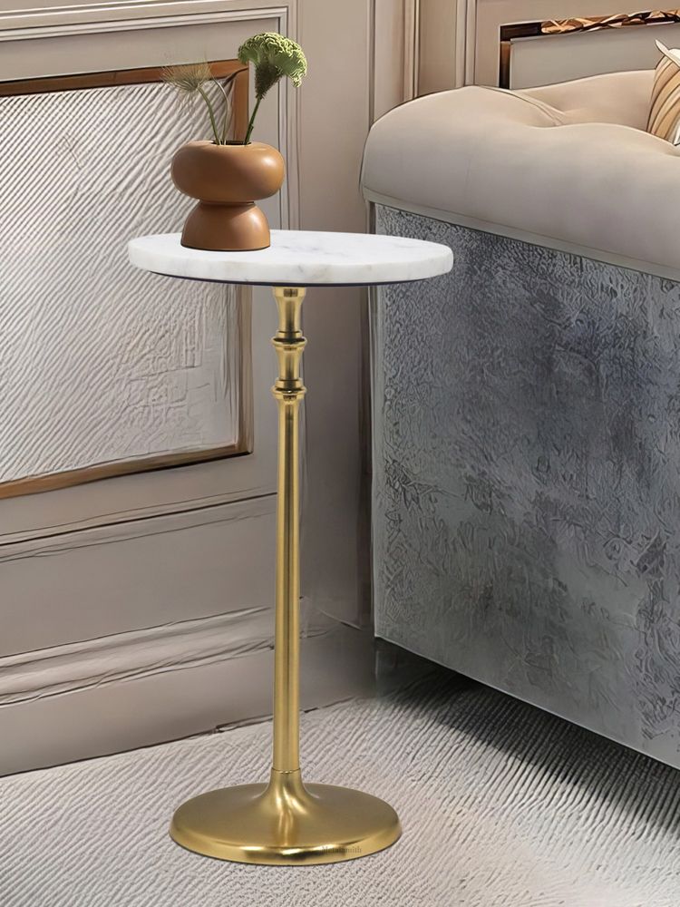 Metalsmith Modern Gold Finish Round Metal Side Table-image-2
