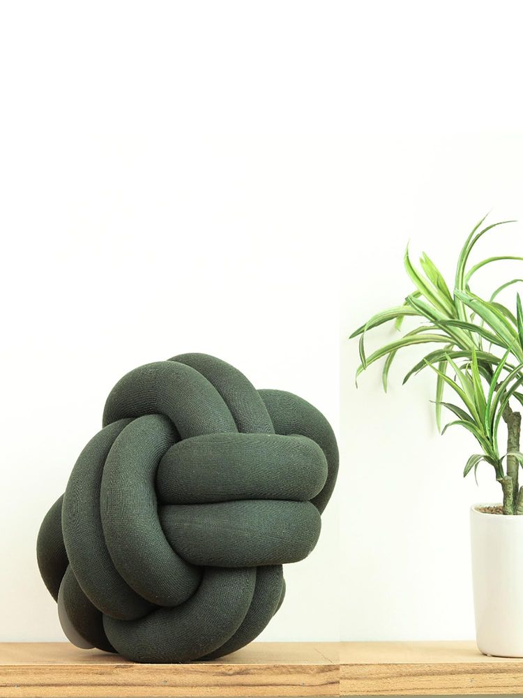 PLUCHI Nodo Cotton Knitted Honey Dew Color 12 X 12 Inches Knot Decorative Cushion Cover-image-34