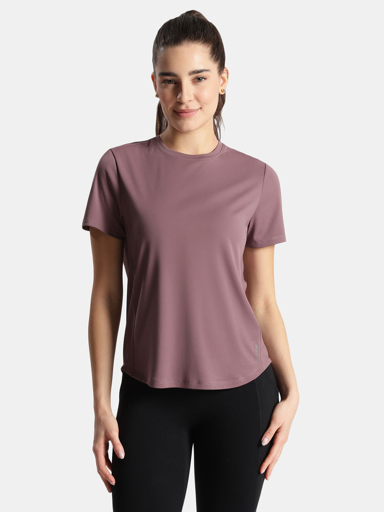 Jockey Women Mw88 Microfiber Fabric Regular Fit Active Wear T-shirt- Mauve-image-9
