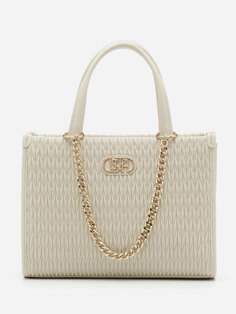 U.S. POLO ASSN. Women Chloe 2.0 Off White Satchel Handbag (M)-image-23