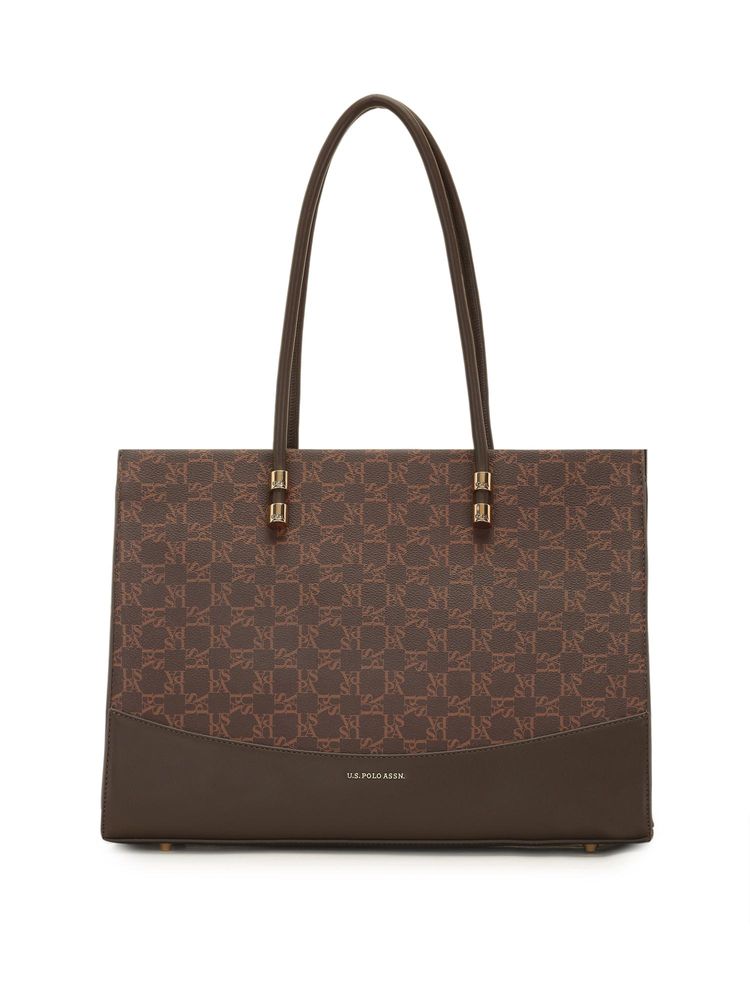 U.S. POLO ASSN. Women Bella 2.0 Brown Tote Bag (L)-picture-13