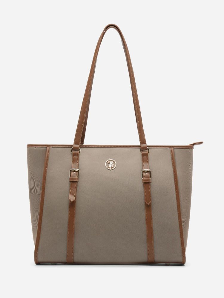 U.S. POLO ASSN. Women Millie 2.0 Lt. Brown Tote Handbag (L)-picture-27