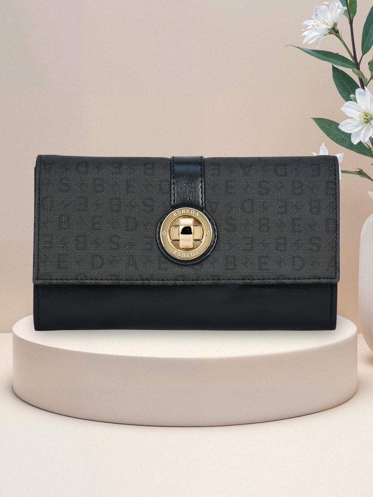 ESBEDA Black Color Grace Turn Lock Wallet For Women (S)-picture-40