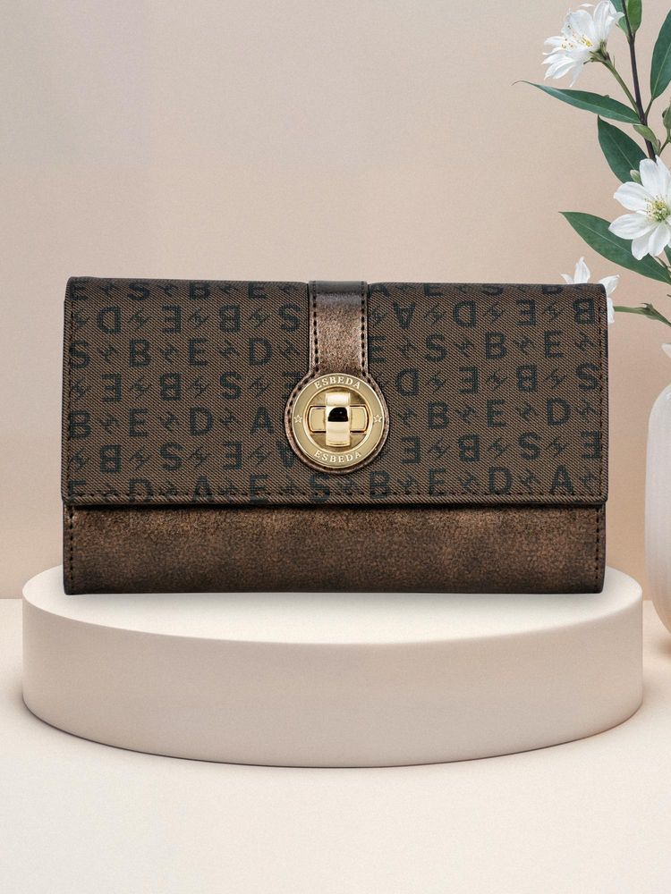 ESBEDA Brown Color Grace Turn Lock Wallet For Women (S)-picture-26