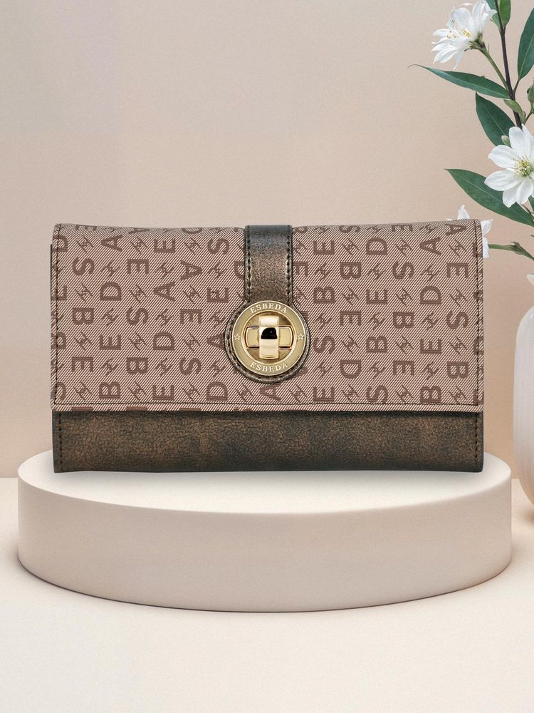 ESBEDA Brown Color Grace Turn Lock Wallet For Women (S)-picture-27