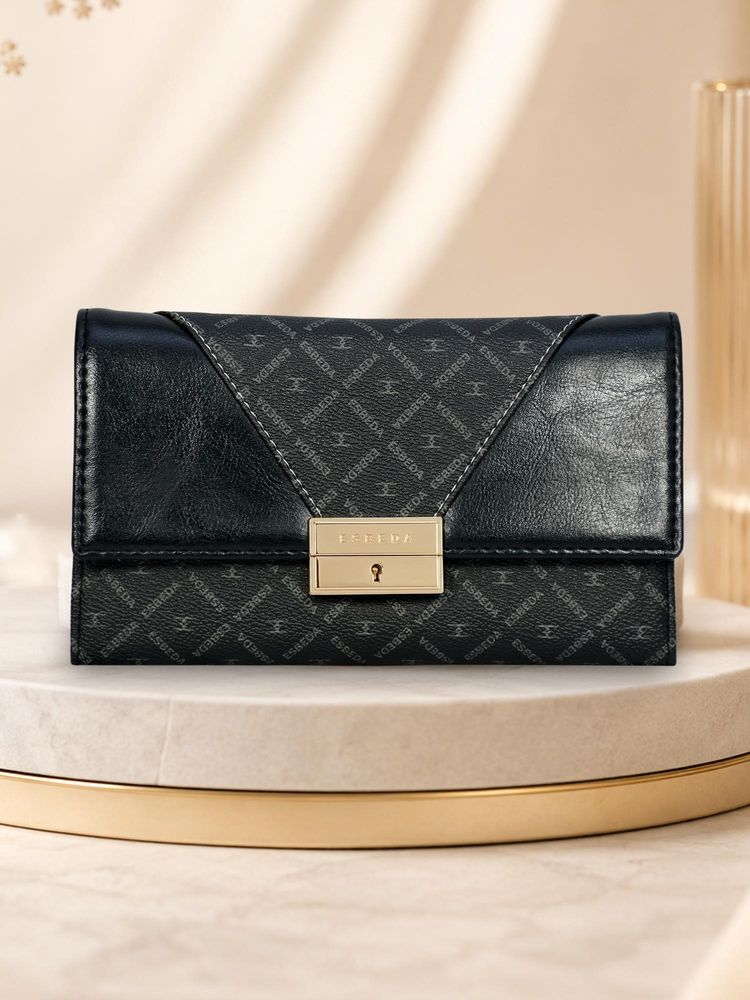 ESBEDA Black Color Glamour Lock Wallet For Women (S)-image-44