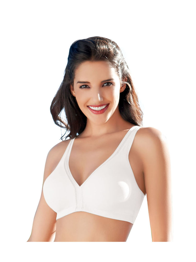 Enamor F024 Plush Comfort Full Support Bra - Non-Padded Wirefree High Coverage - White-picture-22