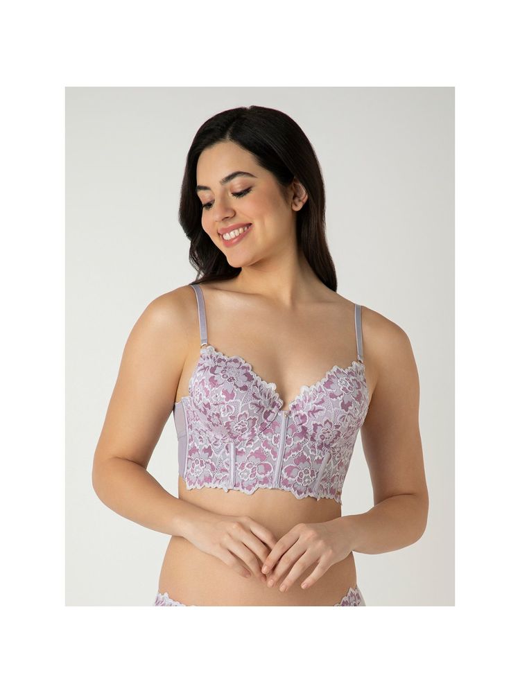 Amante Femme Lace Padded Non-Wired Longline Bra-picture-12
